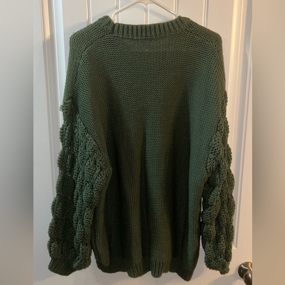 Arula Women’s Sweater, Puff Sleeves, Dark Green, Size X - Picture 3 of 3